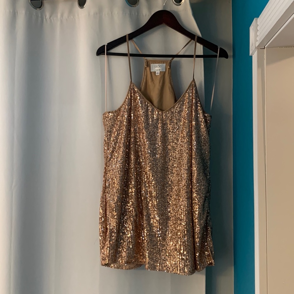 Rose gold sequin top from Johnny Was